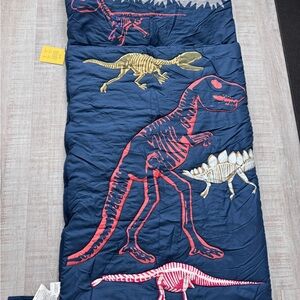 Navy Kids Dinosaur Comforter - Navy with Red & Cream Dinosaur Prints